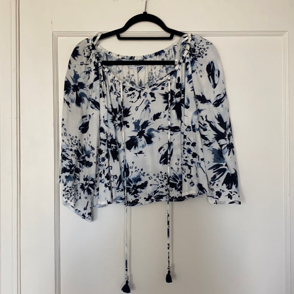 Off the shoulder, long sleeve flowy blouse
